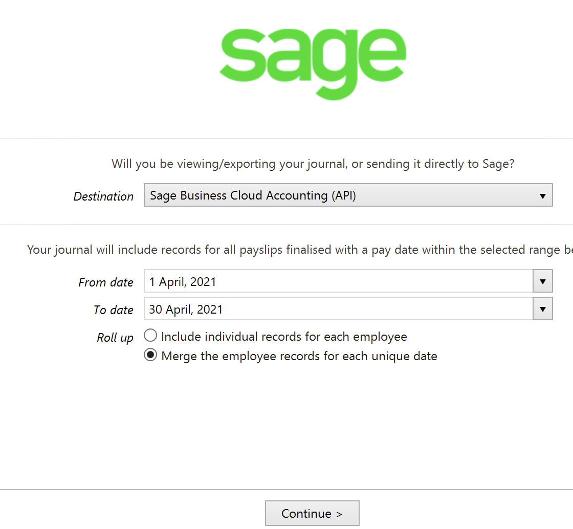 Sage Business Cloud Accounting - using API - BrightPay Documentation